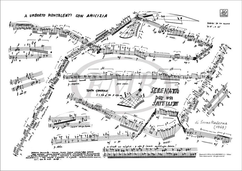 Maderna, Bruno: SERENATA PER UN SATELLITE PER VL., FL. (OTT.), OBOE (OBOE D'AMORE, MUSETTE), CL., MARIMBA, ARPA, CHIT. E MAND. TUTTI / Ricordi Americana