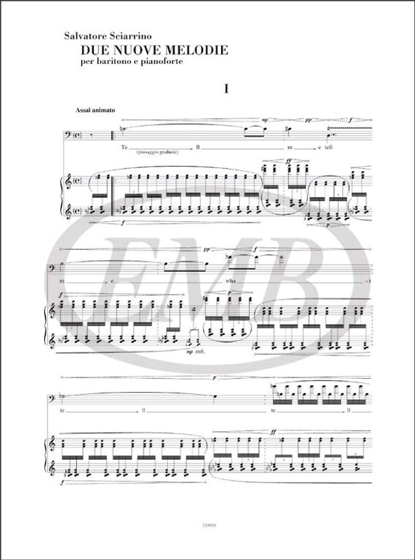 Sciarrino, Salvatore: DUE NUOVE MELODIE, PER BARITONO E PIANOFORTE / Ricordi Americana / 2003 