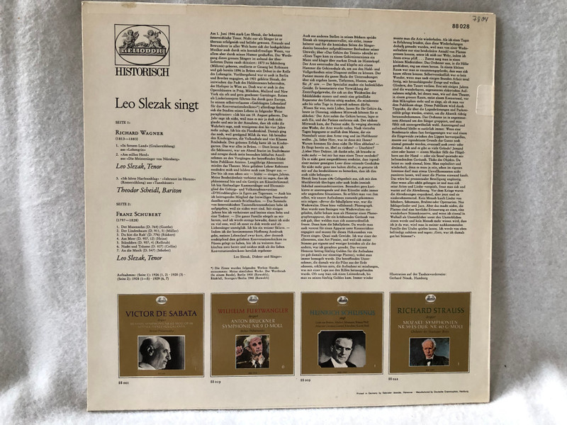 Leo Slezak – Leo Slezak Singt / Heliodor / 1964 LP VINYL 88 028