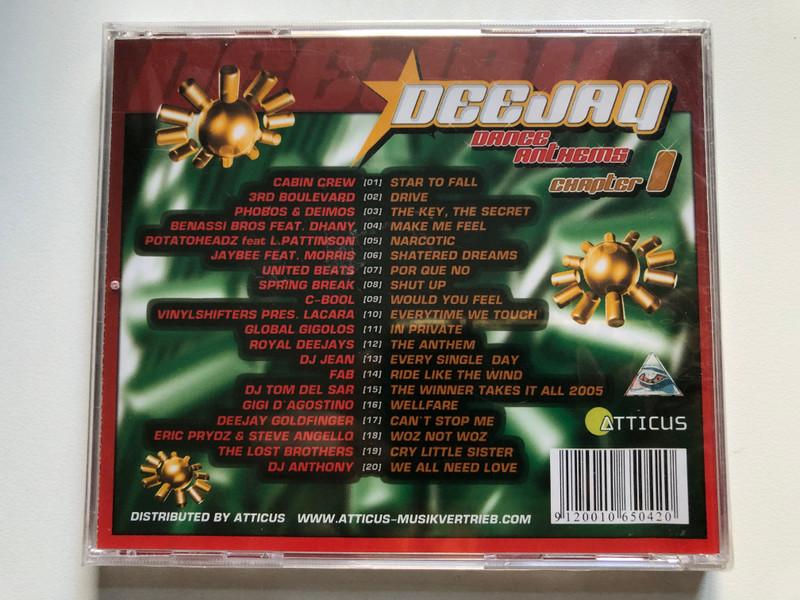 Deejay Dance Anthems - Chapter 1 / Eric Prydz, Gigi D'Agostino, Cabin Crew, Royal Deejays, Benassi Bros., C-Bool / Atticus Audio CD / AT65042