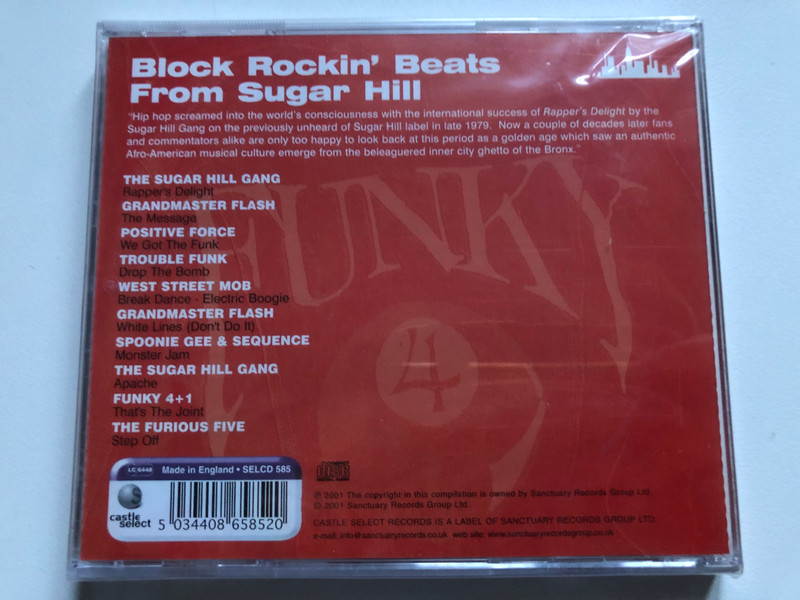 Rapattack - Block Rockin' Beats From Sugar Hill / The Sugarhill Gang; Grandmaster Flash; Positive Force; Trouble Funk; West Street Mob / Castle Select Audio CD 2001 / SELCD 585