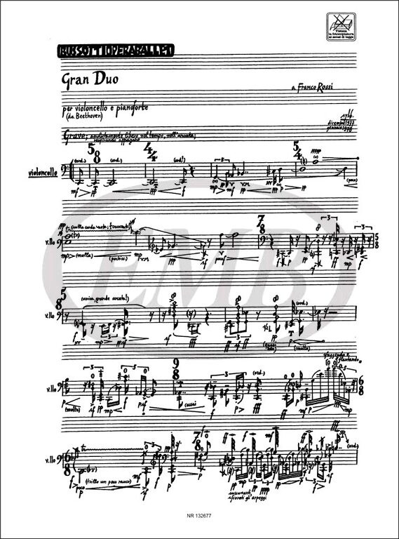 Bussotti, Sylvano: GRAN DUO PER VC. E PF. (DA BEETHOVEN). BALLETTO IN UN'UNIC / A SCENA / Ricordi Americana / 1979