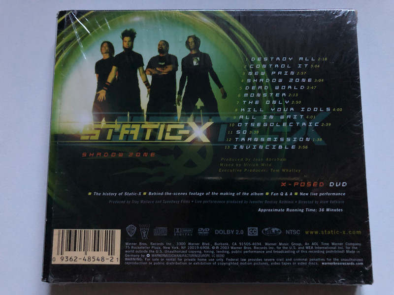 Static-X – Shadow Zone; X-Posed DVD / Special CD + DVD Combo Pak / Shadow Zone CD Features ''The Only'' and ''Destroy All'' / X-Posed DVD Includes The History Of Static-X / Warner Bros. Records Audio CD + DVD Video CD 2003 / 9362-48548-2