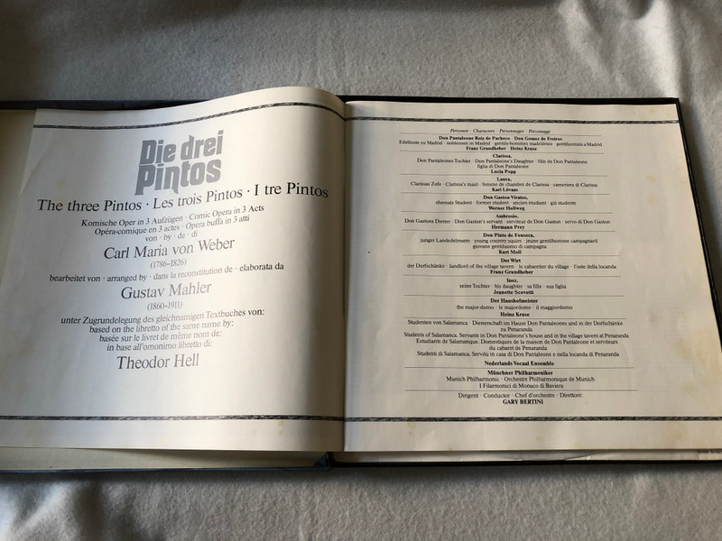 Carl Maria von Weber • Gustav Mahler, Lucia Popp, Werner Hollweg, Hermann Prey • Kurt Moll, Münchner Philharmoniker, Gary Bertini – Die Drei Pintos  RCA Red Seal 1976 LP VINYL PRL 3-9063