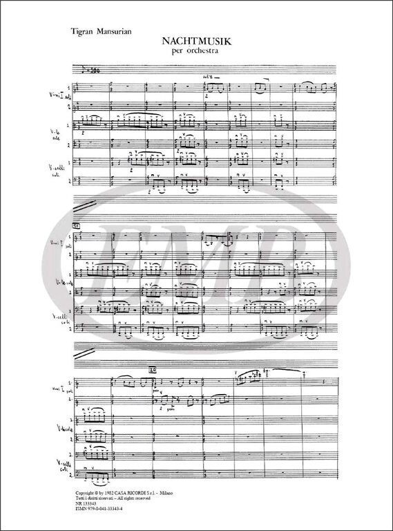 Mansourian, Tigran: NACHTMUSIK PER ORCH. / Ricordi Americana / 1987