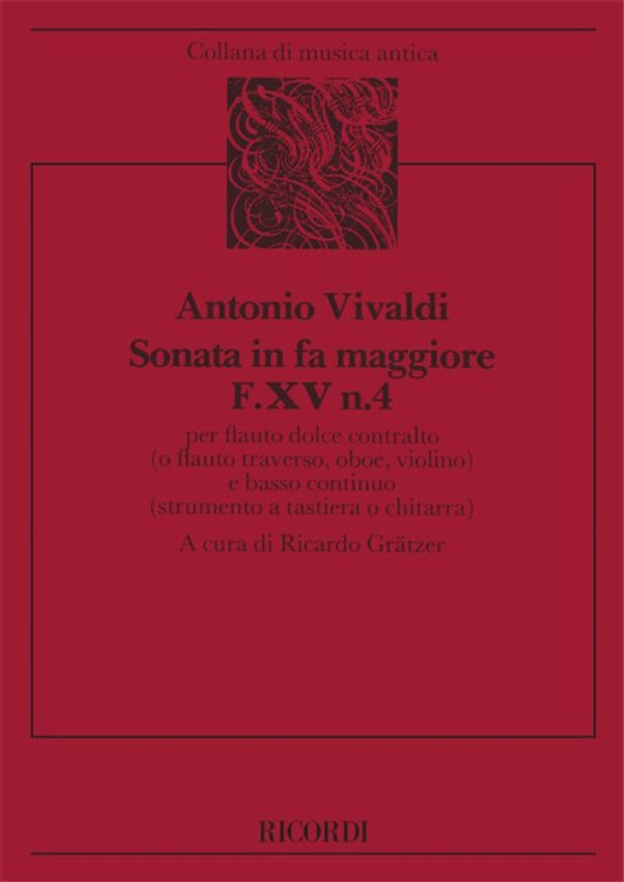 Vivaldi, Antonio: SON. PER STRUM. A FIATO E B.C.: PER FL. DIRITTO IN FA RV 5 / 2 - F.XV/4 / Ricordi Americana / 1981