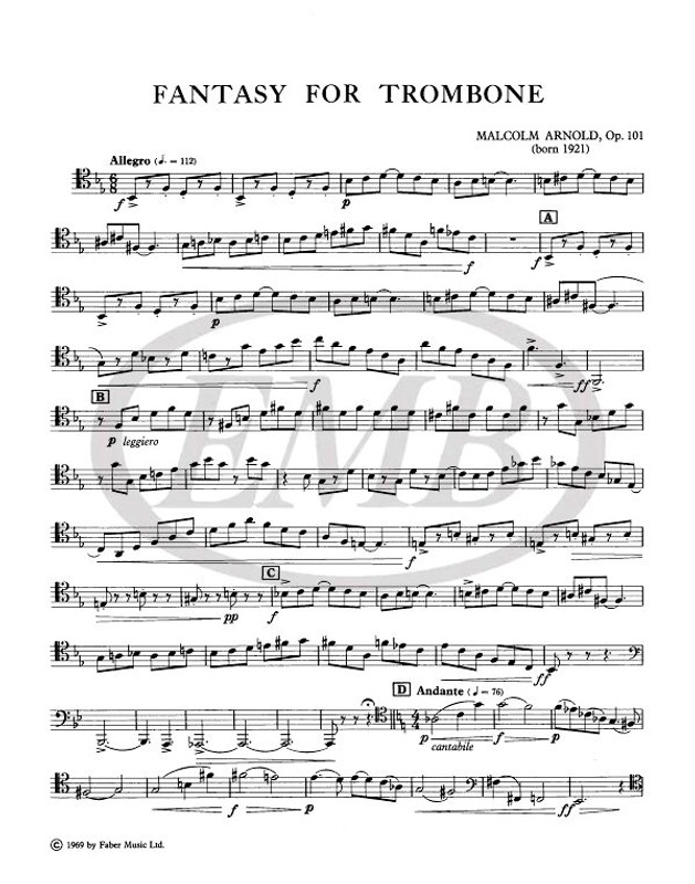 Arnold, Malcolm: Fantasy for Trombone / Faber Music