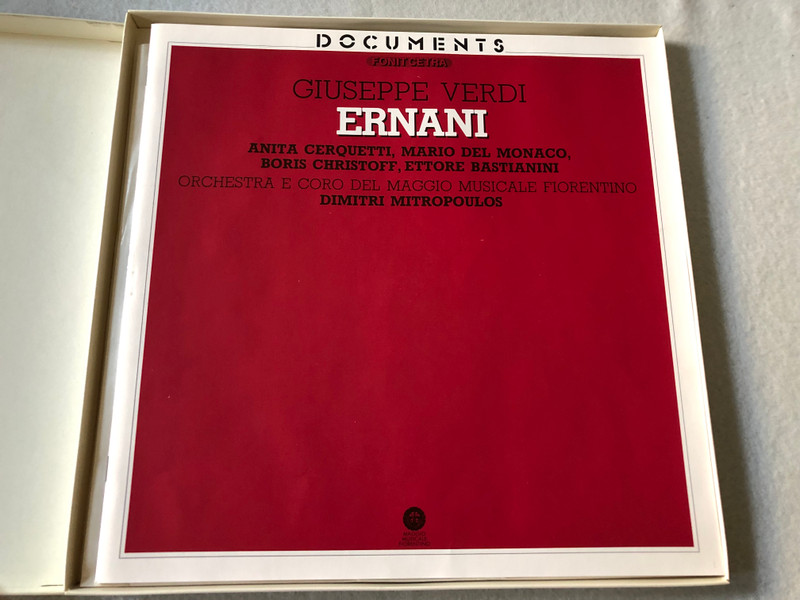 Giuseppe Verdi, Anita Cerquetti, Mario del Monaco, Boris Christoff, Ettore Bastianini, Orchestra E Coro Del Maggio Musicale Fiorentino, Dimitri Mitropoulos – Ernani  Fonit Cetra 1984 LP VINYL DOC 61