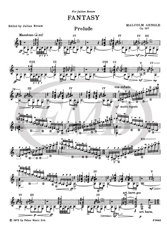 Arnold, Malcolm: Fantasy for Guitar / Faber Music