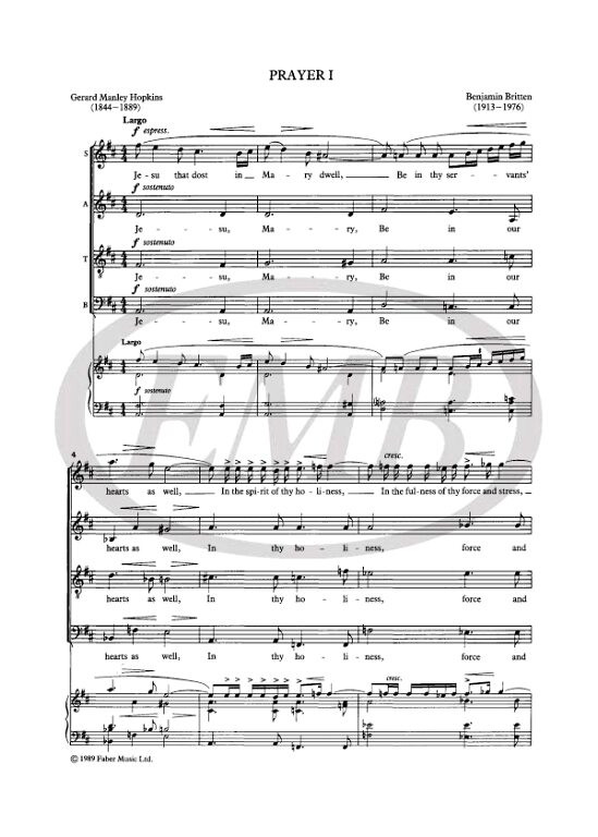 Britten, Benjamin: AMDG (Ad majorem Dei gloriam) SATB unacc. / Faber Music