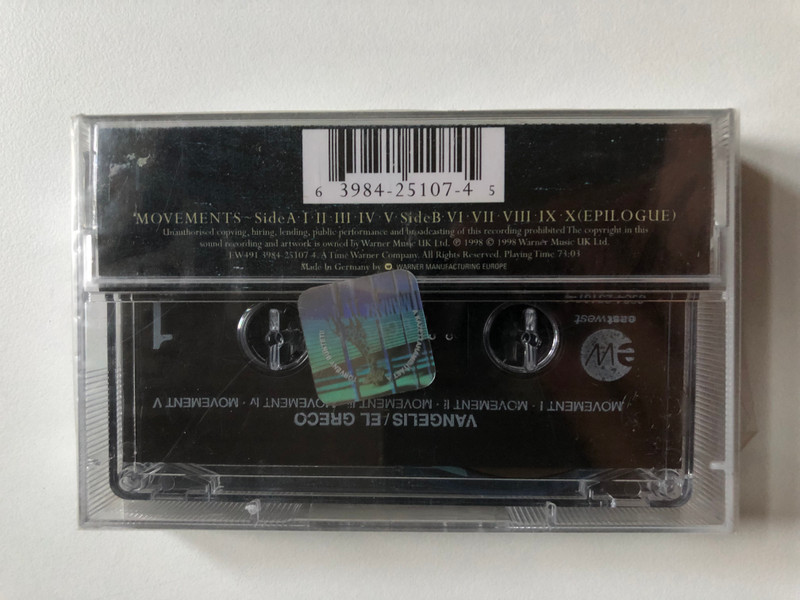 Vangelis – El Greco / EastWest Audio Cassette 1998 / 3984-25107-4