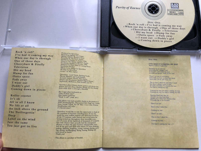 Quorthon – Purity Of Essence / Black Mark Production 2x Audio CD 1997 / BMCD 666-13