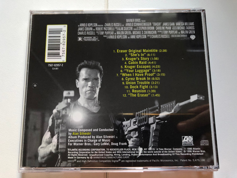 Schwarzenegger - Eraser (Motion Picture Score) - Music Composed And Conducted By Alan Silvestri / Atlantic Classics Audio CD 1996 / 7567-82957-2