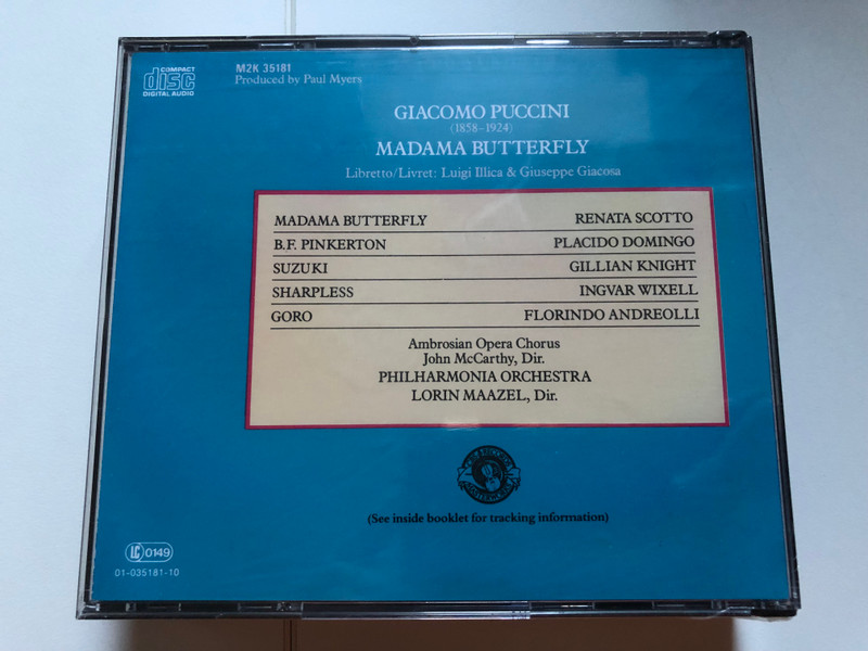 Renata Scotto - Puccini: Madame Butterfly - Placido Domingo / Ingvar Wixell, Gillian Knight, Florindo Andreolli, Ambrosian Opera Chorus, Philharmonia Orchestra, Lorin Maazel / CBS Masterworks 2x Audio CD / M2K 35181