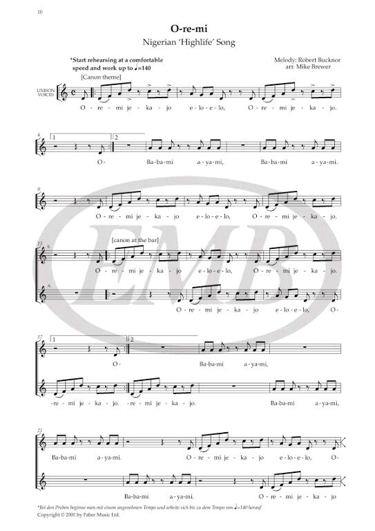 Brewer, Mike: Hamba Lulu. SSAA opt. percussion (CPS) / Faber Music