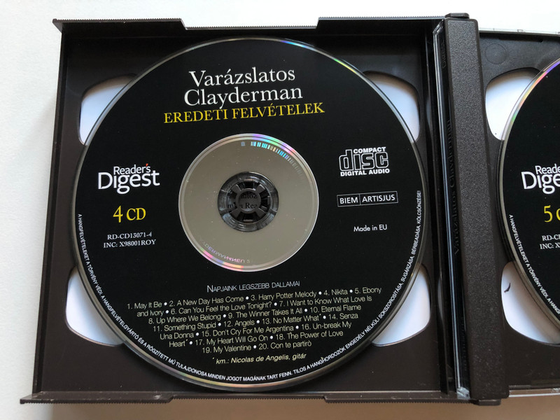 Varázslatos Clayderman - Eredeti Felvetelek / Reader's Digest 5x Audio CD 2013 / RD-CD13071-1-5