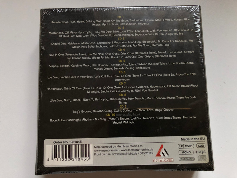 Thelonious Monk - Monk's Dream; Ask Me Now; Hackensack; Evidence; Epistrophy; and many more / Documents 10x Audio CD, Mono, Box Set / 231045
