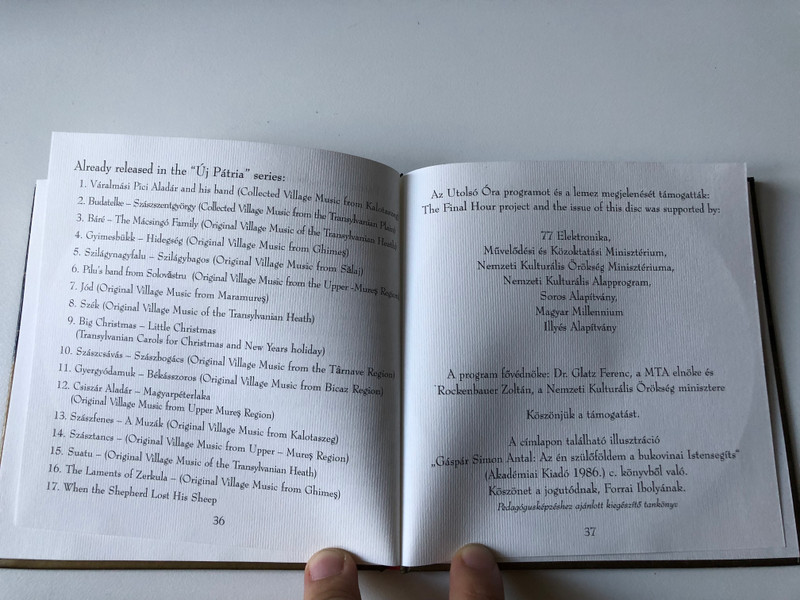 Új Pátria - Az Utolso Ora program gyujtemenyebol 1997-1998 - A Juhait Kereső Pásztor = When The Shepherd Lost His Sheep (Original Village Music Of The Transylvanian Heath) / Fonó Records Audio CD 2003 / FA-117-2