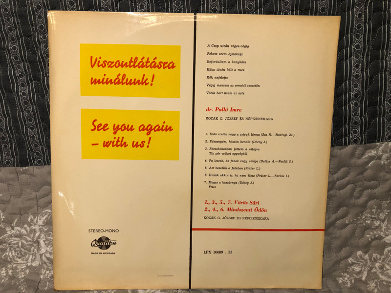 Viszontlátásra Minálunk - See You Again - With Us!  Qualiton  1955 LP VINYL LPX 10089