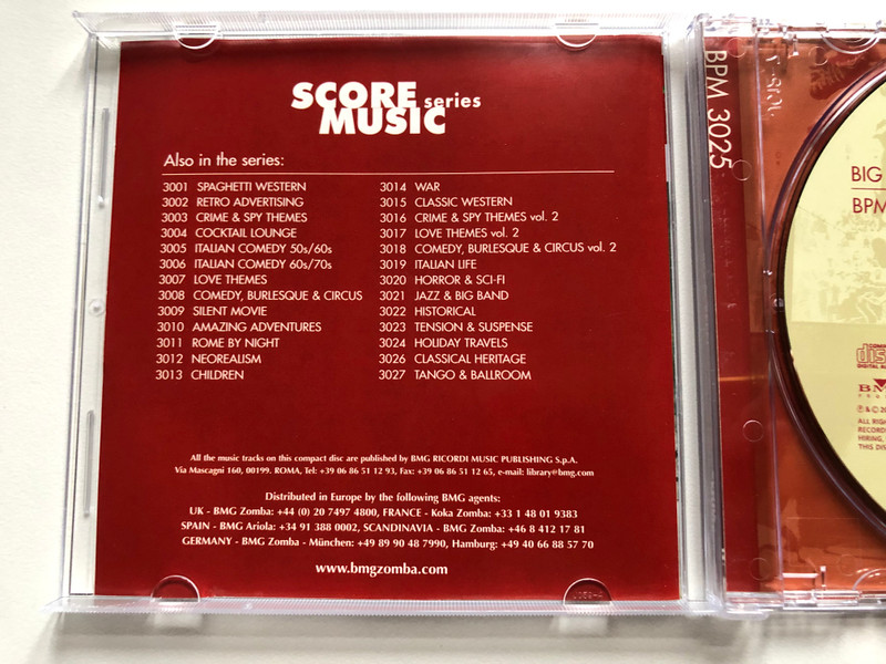 Big Screen / Score Music Audio CD BPM 3025