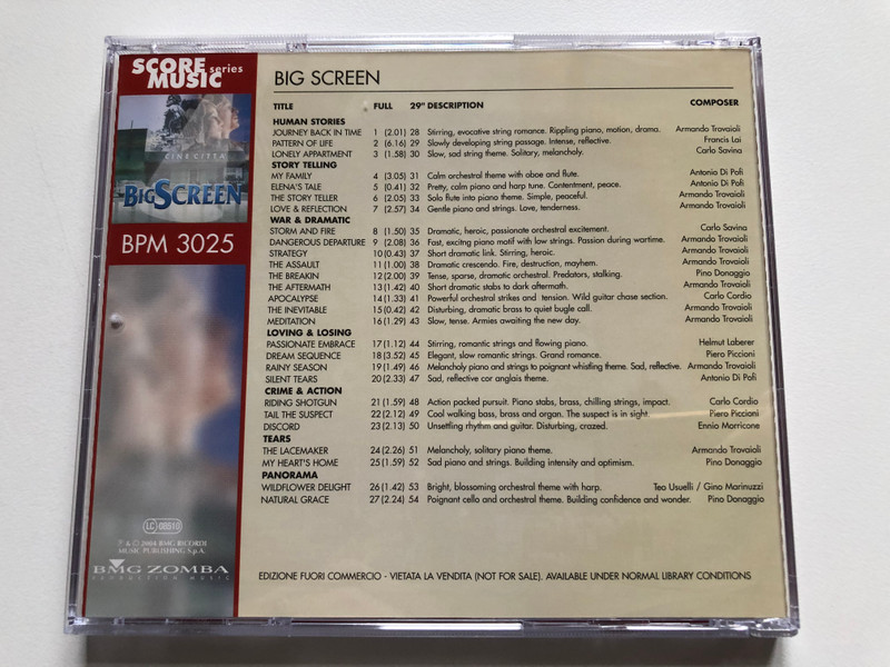 Big Screen / Score Music Audio CD BPM 3025