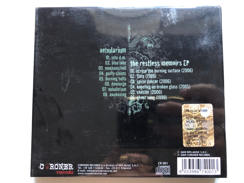 Disarmonia Mundi - Nebularium + The Restless Memoirs EP / Coroner Records 2x Audio CD 2009 / CR 001