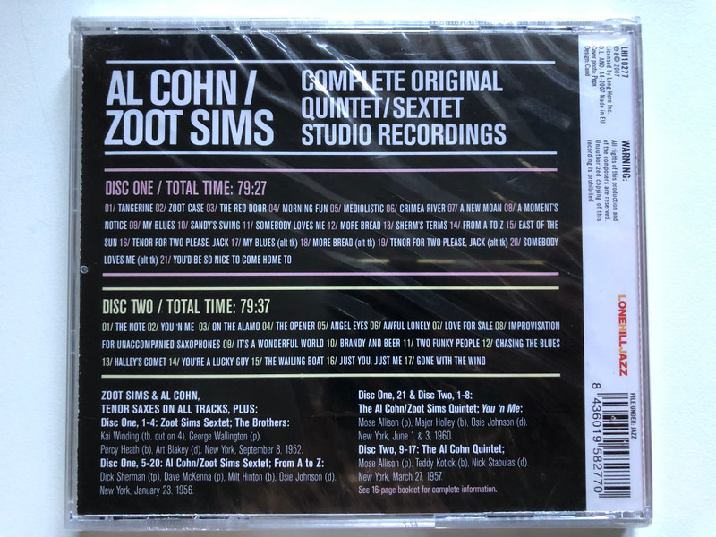 Al Cohn, Zoot Sims – Complete Original Quintet; Sextet Studio Recordings / Lone Hill Jazz 2x Audio CD 2007 / LHJ10277