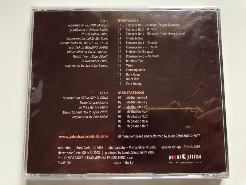 Listen... - Jakub Zahradnik Piano Romances and Meditations / Pagat Ultimo Musical Productions 2x Audio CD 2008 / PUMP-001