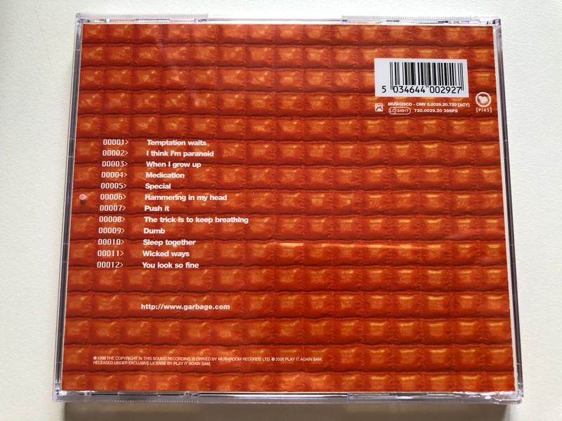 Garbage – Version 2.0 / Mushroom Audio CD 2000 / MUSH29CD