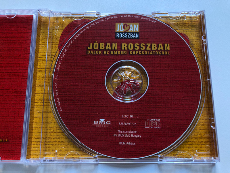 Jóban Rosszban - Dalok Az Emberi Kapcsolatokról / Tóth Vera; Presser Gábor; Oláh Ibolya; Hooligans ; United; ...es masok... / BMG Hungary Audio CD 2005 / 82876693792