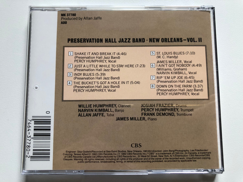 Preservation Hall Jazz Band – New Orleans. Vol. II / CBS Audio CD / MK 37780