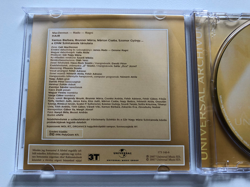 GNM – Hair / MacDermot; Rado; Ragni; Marton Csaba; Szomor Gyorgy / Universal Music Group Audio CD 2007 / 173 146-6