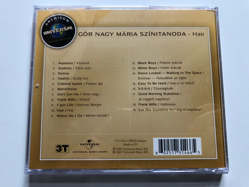 GNM – Hair / MacDermot; Rado; Ragni; Marton Csaba; Szomor Gyorgy;... / Universal Music Group Audio CD 2007 / 173 146-6