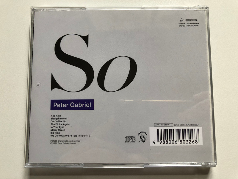 Peter Gabriel – So / Charisma Audio CD 1986 Stereo / TOCP-66083