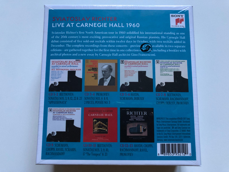 Sviatoslav Richter – Live At Carnegie Hall 1960 / The complete live recordings from Richter's legendary 1960 Carnegie Hall concerts. Available for the first time in one collection of 13 CDs. / Sony Classical 13x Audio CD 2017 Box Set / 88985395212