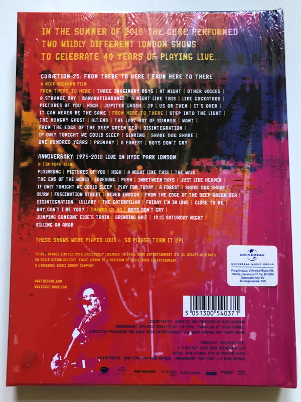 The Cure – 40 Live / Two Live Shows London, Summer 2018 / 2 Blu-Rays, 2 Historic Shows - Meltdown Festival + Hyde Park / Eagle Vision 2x Blu-ray Disc 2019 / 5051300540371