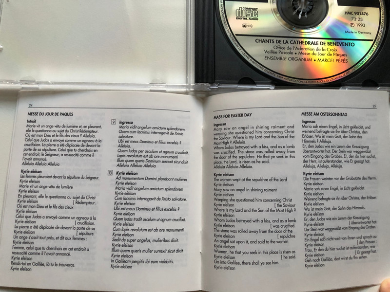Chants De La Cathédrale De Benevento - Semaine Sainte & Pâques (Holy Week & Easter) / Ensemble Organum, Marcel Pérès / Harmonia Mundi Audio CD 1993 / HMC 901476
