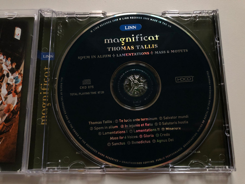 Thomas Tallis - Spem In Alium ☩ Lamentation ☩ Mass & Motets / Magnificat / Linn Records Audio CD 2000 / CKD 075
