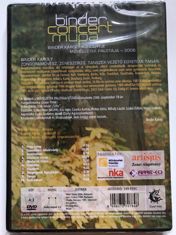 Binder – Concert Mupa / Binder Karoly Koncertje Muveszetek Palotaja - 2006 / Binder Music Manufactory DVD Video 2004 / 0701-67305548 (5998272707848)