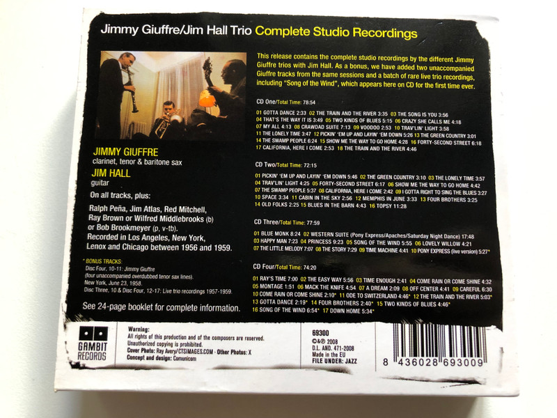 Jimmy Giuffre/Jim Hall Trio - Complete Studio Recordings / Gambit Records 4x Audio CD 2008 / 69300