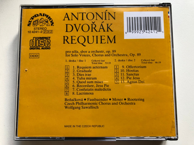 Dvořák - Requiem / Beňačková, Fassbaender, Moser, Rootering, Czech Philharmonic Chorus And Orchestra, Wolfgang Sawallisch / Supraphon 2x Audio CD Stereo / 10 4241-2 |2|3|2|