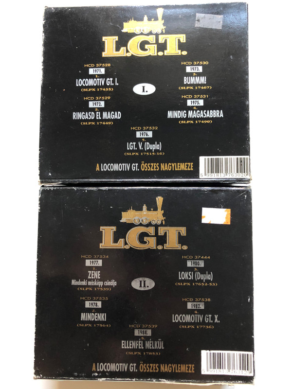  A Locomotiv GT. Összes Nagylemeze I. + Locomotiv GT – A Locomotiv GT. Összes Nagylemeze II. / Mega 2x Box Set, 5x Audio CD + 5x Audio CD 1992 / HCD 37630, HCD 37631