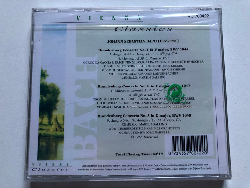 Johann Sebastian Bach - Brandenburg Concertos Nos. 1, 2 & 3 / Vienna Classics CD Audio 1996 (0724357004220)