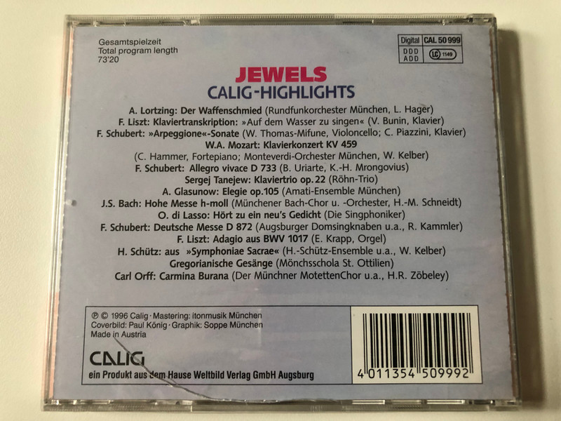 Jewels - Calig Highlights / Classic CD incl. Katalog/Catalogue / Calig Audio CD 1996 / CAL 50 999