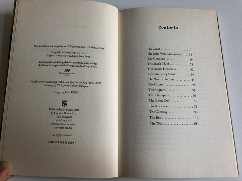 The Devil's Horseshoe and Other Stories by Ervin Lázár  English edition of Csillagmajor  Corvina 2015  Translated by Judith Sollosy  Paperback (9789631362947)