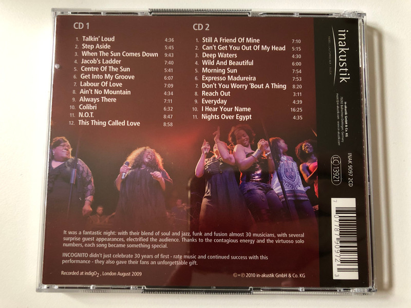 Incognito - Live In London - The 30th Anniversary Concert with Special Guests / in-akustik 2x Audio CD 2010 / INAK 9097 2CD