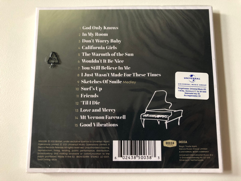 Brian Wilson - At My Piano - His Classics Hits Reimagined For Solo Piano / New Piano Versions Of 'God Only Knows', 'Good Vibrations', 'California Girls', 'Love And Mercy', 'Wouldn’t It Be Nice', 'Don’t Worry Baby' / Decca Audio CD 2021 Stereo / 3850038