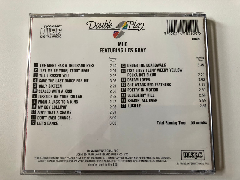 Mud Featuring Les Gray / Double Play / 20 Track Collection / Double Play Audio CD / GRF029