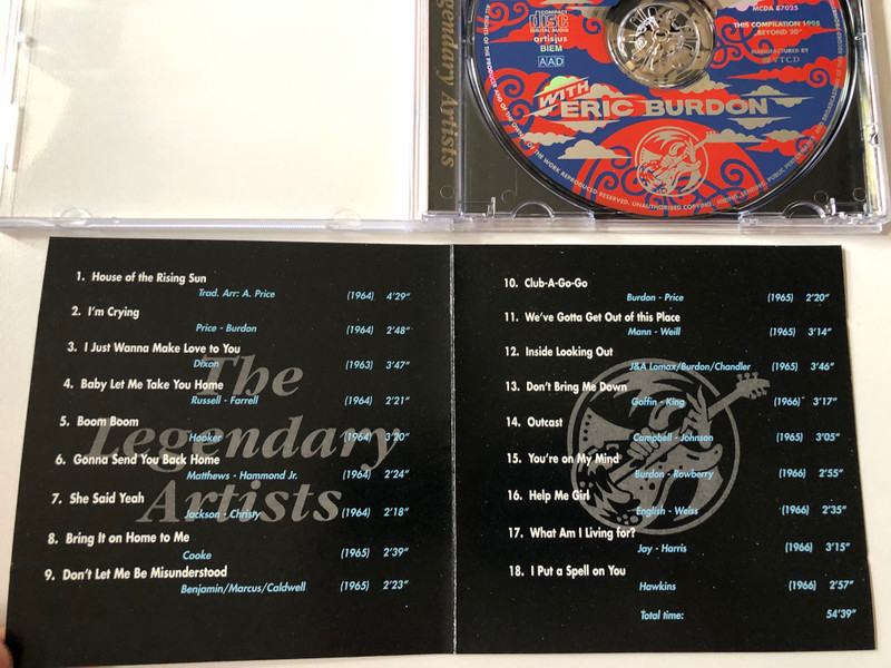 Best Of Animals - With Eric Burdon - I'm Crying; House of the Rising Sun; Inside Looking Out; Bring It on Home to Me; Don't Let Me Be Misuderstood; and many more / Mega Audio CD 1998 / MCDA 87025