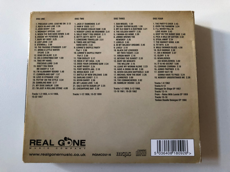 Lonnie Donegan – Singles Collection 1955-1962 / Digitally Remastered And Enhanced For Superior Quality / Real Gone Music / Real Gone Music Company 4x Audio CD / RGMCD0216